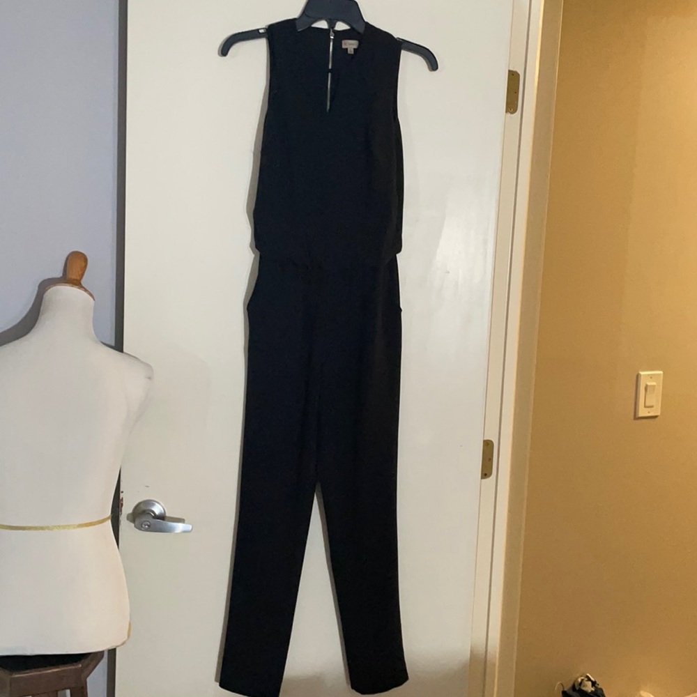 Cremieux XS Women's Black Waist Defined Keyhole Sleeveless Jumpsuit